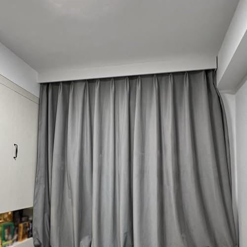 Weiße Vorhangschiene mit leichtgängiger Gleitstange, rostfreies Fenstervorhangschienen-Set, dekorativ, einläufig mit Volant-Befestigungen, 180 cm Deckenmontage.