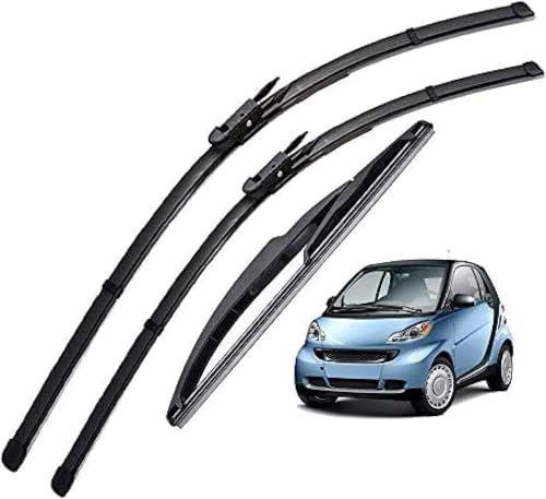 HLONFD Ensemble d'essuie-Glaces Premium Compatible pour Smart ForTwo W451 Coupe 2007-2014 - Résistants et Adaptés à Toutes Saisons