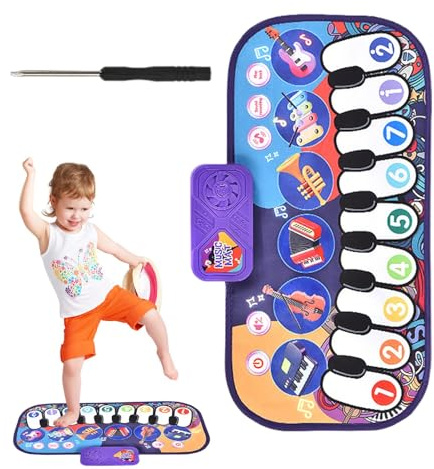 Coperta per tastiera pianoforte, Tappetino per pianoforte, Tappetino in cartone con bottone, Giocattoli Musicali Tappeto Educativo, Tastiere Giocattoli