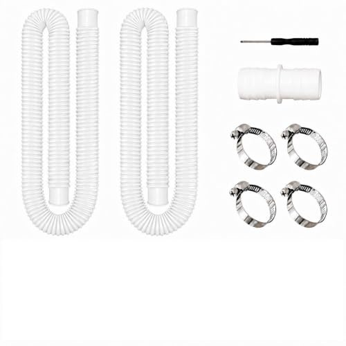 2 Stück Poolschlauch 32mm für Poolpumpen,Schlauch pool 150cm mit 4 Stück Sicherungsclip Und 1 Stück schlauchverbinder,Poolpumpenschlauch für Filterpumpe und Schwimmbad