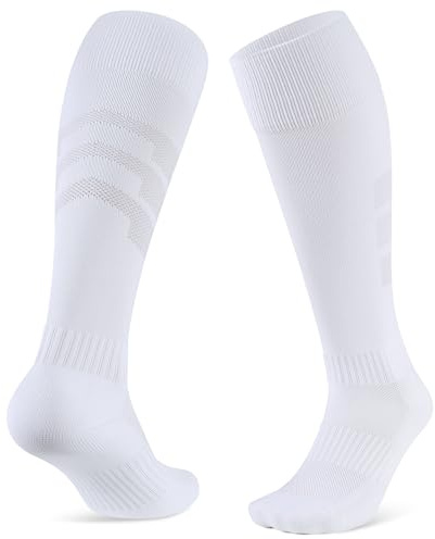 CLOSEMATE 2 Pairs Football Knee High Sport Socks for Men Women Wicking Breathable Cushioned Anti Blister Athletic Socks for Soccer Hockey Baseball
