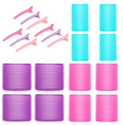 Lockenwickler in 3 Größen für Volumen, mit Clips, Lockenwickler, passend für dicke, feine, dünne Blowouts, langes, kurzes Haar, Lockenwickler
