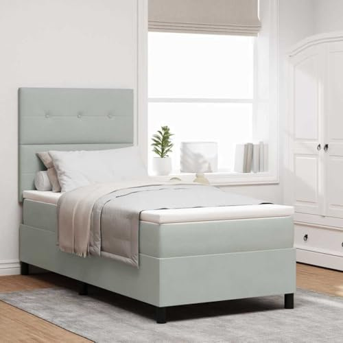 vidaXL Colchón de Muelles de Bolsa Gris Claro 80x200 cm Terciopelo Espuma con Funda de Cremallera para Muebles de Dormitorio Cama Individual Confort Dureza Media Lujo