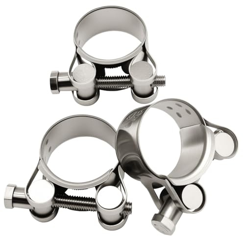 Cjueiom T-Bolt Clamps 44-47mm, 3Pcs | Heavy-Duty Stainless Steel, Exhaust Clamp, Serrated Band, Automotive & Plumbing Pipe Securing