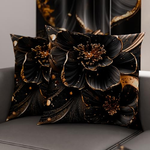 PETTI Artigiani Italiani - Paar Kissenbezüge 60 x 60 cm aus Mikrofaser, Dekokissen für Schlafzimmer, Sofa, Wohnzimmer, Set mit 2 Kissenbezügen, Blumenmuster 06 22, 100% Made in Italy
