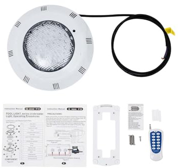 LED 45W Lampe Piscine LED RGB, Étanche IP68, Éclairage avec télécommande,Projecteur Piscine Submersible Lumière 12V AC, 11 Modes D'éclairage, blanc