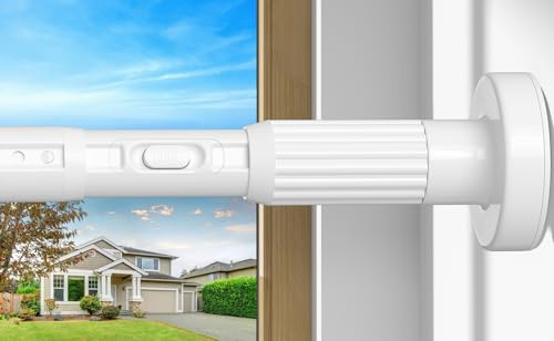 AIZESI Gardinenstange ohne Bohren 322-422cm Weiß Ø32mm Teleskopstange | Verstellbare Klemmstange mit Federzug, kein Verrutschen. Ideal für Gardinen, Trennwand, Balkon & Duschvorhang