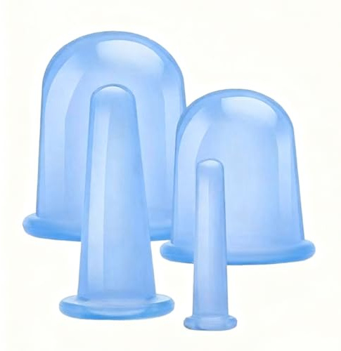 ZORVYN 4 piezas Copas de Silicona para Masaje Anticelulítico, Promueven la Circulación Sanguínea, al Vacío, Reducción de Arrugas, Alivio del Dolor, Relajación, Ventosa Celulitis (Azul)