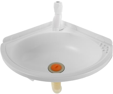 PENIKOKO Lavabo de Pared Blanco para Baño Pequeño Fregadero Colgante de Plástico Resistente con Grifo Diseño Ahorra para Esquina y Áreas