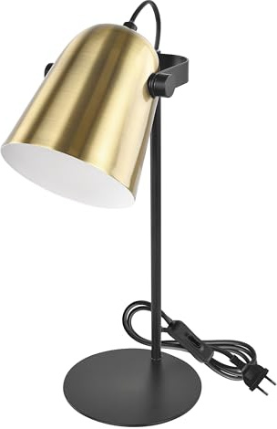 EMOS - Design Schreibtischlampe NINA aus Metall mit E27-Fassung - Vintage Tischleuchte für E27-Glühbirne - Nachttischlampe mit 150 cm Kabel und Eurostecker - Leselampe ohne Glühbirne - Gold