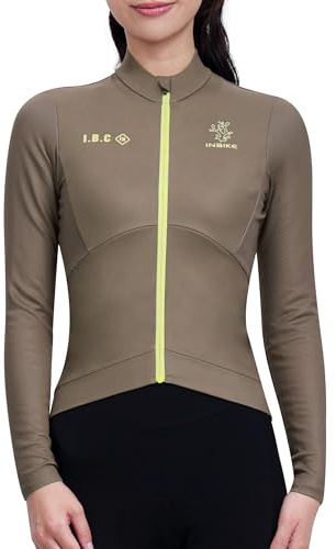 INBIKE Radtrikot Damen Langarm Fleece Winter Warm Atmungsaktiv Elastisch Slim Fit Cycling Jersey mit Rückentasche Reflektierendem Design Fahrradtrikot für Fahrrad Outdoor