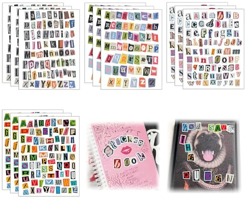 852 Stück Magazinbuchstaben-Aufkleber, Vintage-Scrapbook-Buchstaben-Aufkleber, kleine Ransom-Alphabet-Aufkleber für Scrapbooking-Zubehör, Journaling, Laptop, Wasserflasche, DIY-Bastelarbeiten,