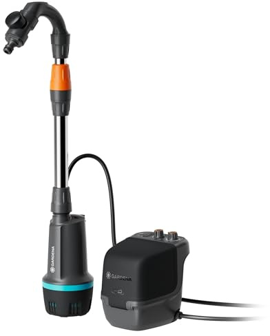 Gardena Bomba de barril de lluvia inalámbrica 2600 Comfort 18 V P4A listo para usar, juego de bombas: planificador de riego, ajuste de presión continuo, función de temporizador, tecnología de presión