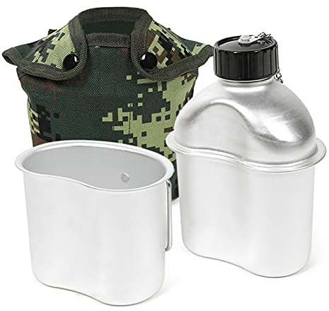 Mensa portatile in alluminio con tazza e coperchio per campeggio all'aperto escursionismo zaino in spalla picnic sopravvivenza design impilabile cottura riscaldamento acqua
