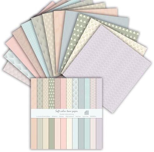 Scrapbook Paper 6×6 160gsm Double-Sided Patterned Decorative Papers for Scrapbooking, Junk Journaling, and Card Making, Ideal Scrapbook Supplies and Paper Craft Supplies 24 Sheets (Style 1)