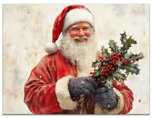 Diamond Painting Natale, 5D Diamond Painting Kit Completo Rosso, Fai da Te Diamantini Crystal Art Beginners Kit, Quadri con Perline Pittura Diamante 110x80cm Ricamo per Decorazioni Casa, Regali Y9-603