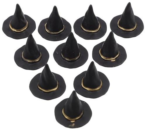 KONTONTY 20 Stück Kleiner Hexenhüte aus Kunststoff 25cm Schwarz für Halloween Dekoration Puppenzubehör und Weinflaschen Partyhüte zum Basteln