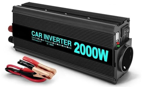 Inverter Trasformatore Inverter Di Potenza 2000 W CC 12 V A CA 220 V Convertitore Automatico Di Tensione Solare Nero Per Accessori Auto Da Esterno Convertitore Tensione(12V,EU Socket B)