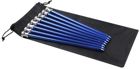 FACAIIO Paquete de 8 estacas de aluminio resistente de 23 cm para tienda de campaña, para barro de arena, estacas de camping ligeras con agujeros de cuerda, para tiendas de campaña, toldos