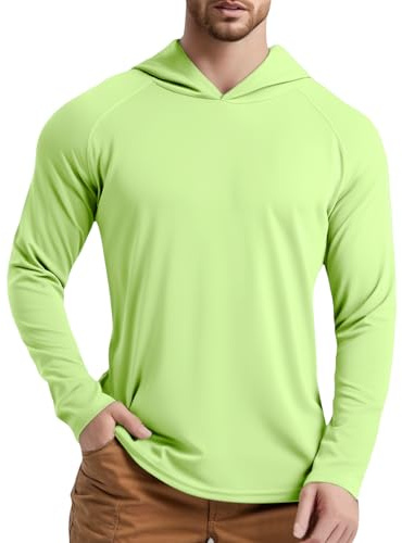 Rashguard - Felpa con cappuccio da uomo, protezione solare UPF50+, a maniche lunghe, con cappuccio, per pesca, rash guard, abbigliamento outdoor da uomo, per sport acquatici