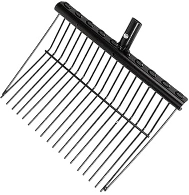 alloneslife Rastrillos profesionales de metal para estiércol de caballo para un mantenimiento eficiente y estable, diseño ergonómico, herramienta de limpieza de horquillas de heno de alta resistencia