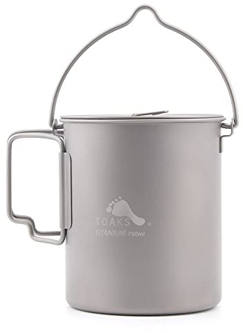 TOAKS Titanium Camping Pot Cup(375ml, 450ml, 550ml, 650ml, 750ml, 800ml, 900ml) … (750ml[POT-750-BH])
