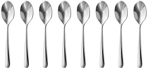 Robert Welch Kingham Bright Small Coffee/Espresso Spoon, Set of 8. Suitable for Espresso, Small Coffee. Made from Stainless Steel. Dishwasher Safe.