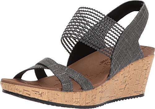 Skechers Femme Beverlee-High Tea Sandales Bout Ouvert, Noir (Black), 37.5 EU
