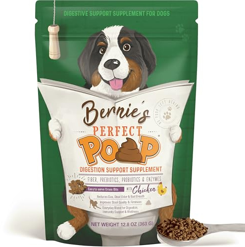 Perfect Poop Digestion & General Health Supplement for Dogs: Fiber, Prebiotics, Probiotics & Enzymes Relieve Digestive Conditions, Optimize Stool, and Improve Health (Chicken, 12.8 oz)