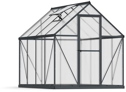 Canopia by Palram Gewächshaus klein Mythos 6x8 Treibhaus 247x185 cm Aluminium Grau Tomatenhaus Polycarbonatplatten UV-beständig