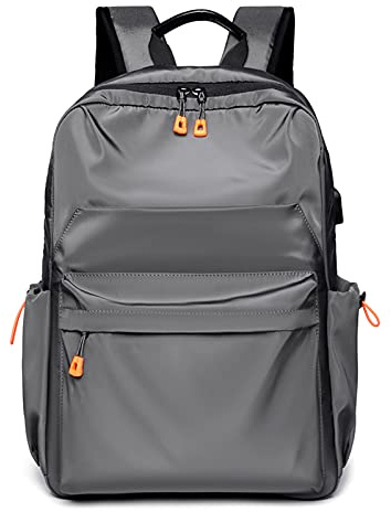 FANDARE Mochilas Casual Bolsas Escolares con USB Bolsa para Escuela para Niña Niño Outdoor Viaje Excursionismo Facultad Daypacks para 15,6 Pulgadas Laptop Mochilas Impermeable Poliéster Gris