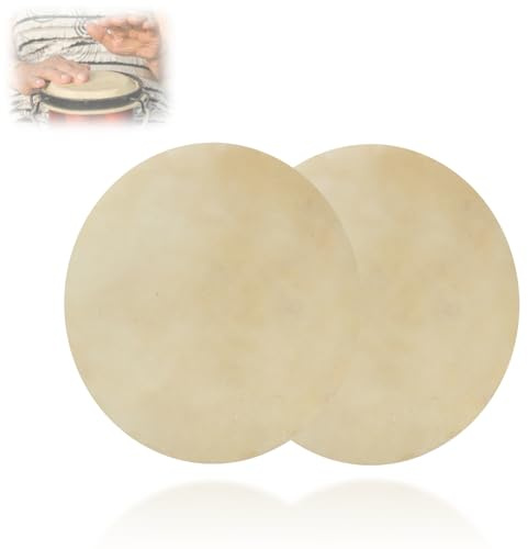 2 Stück Trommelfell, Büffelleder Trommelfell, Drum Snare Skin, Bass Drum Resonanzfell, lang anhaltender und beständiger klarer Sound, für afrikanisches Tamburin, Bongo Drums (8.5in)