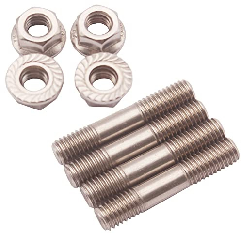 Stehbolzen Kit iSpchen 4 Stück Auspuff Stehbolzen M8X1.25 42mm Auspuffkrümmer Stehbolzen Mutter Kit Schrauben Abgaskrümmer Bolzen Muttern Set Kompatibel mit T25 T28 Turbo-System