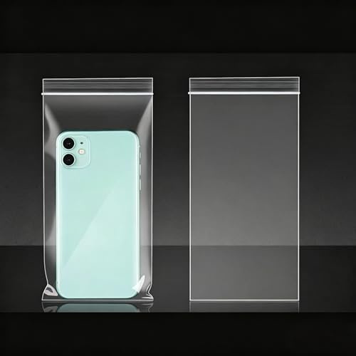 100 Pcs Transparent Mobile Phone Dust Bag, 5 Mil, Cellphone Protector for iPhone Samsung Galaxy, Disposable Cell Phone Anti-Scratch Display Bags, Light Weight iPhone Samsung Dust Protector