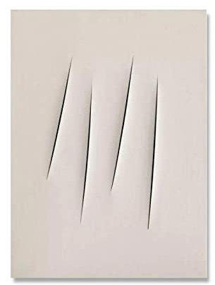XCPORA Lucio Fontana Poster Bianco Ombra Graffi Dipinto Lucio Fontana Tela Wall Art Lucio Fontana Stampe Home Wall Decor Picture 50x70cm Senza Cornice
