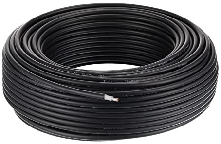 sourcing map Solaire Panneau Fil 164Ft 10Awg 6mm2 Solaire Câble Extension Étain Cuivre Fil Noir pour RV Bateau Marine Panneau Solaire