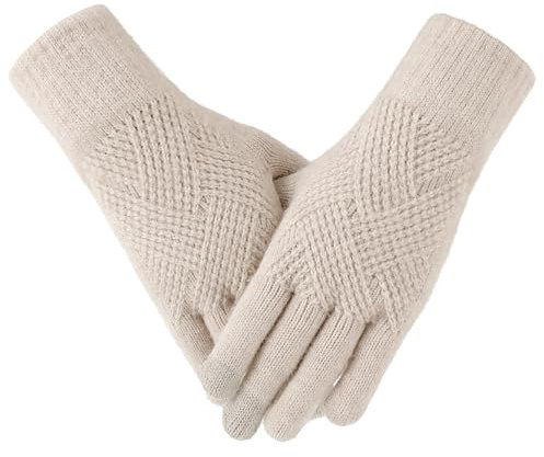 TOBEHIGHER Winterhandschuhe – Handschuhe für Damen, kaltes Wetter, Touchscreen-Winterhandschuhe für Damen, warme Alpaka-Fleece-Strickhandschuhe