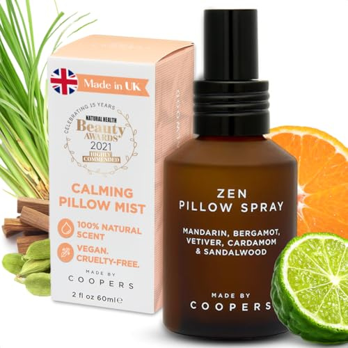 Tillverkad av Coopers Zen rum och kudde sovspray, handgjord naturlig kudde spray med eteriska oljor, ett måste för avslappnande rum, 60 ml sprayflaska