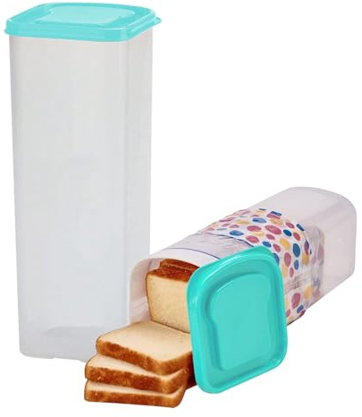 Skeadex Boîte à Pain avec Couvercle Scellé, Boite à Pain verticale, Boite a Pain pour Baguette en Plastique, Fraîcheur Durable, Rangement pour Pains, Biscuits et Gâteaux (bleu)