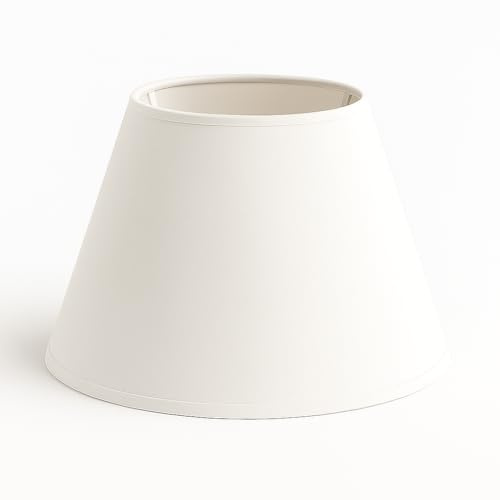 35 cm Lampenschirm, Kegel, Baumwollstoff mit weißer PVC-Rückseite, handgefertigtes Produkt, für Tischlampe, Stehlampe (Weiß)