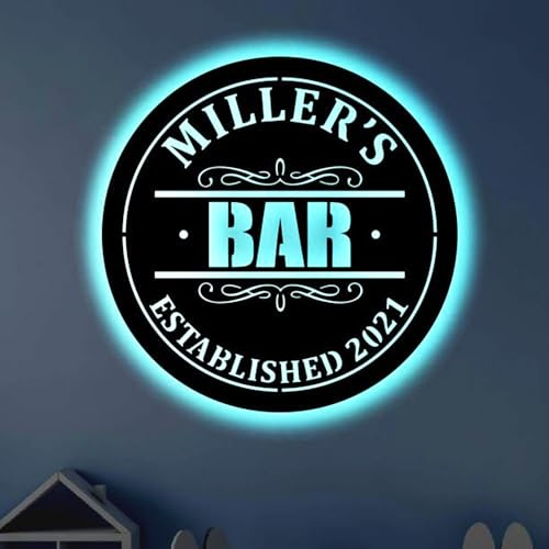 Personalisiertes Bar LED Metallkunstschild/Leuchtendes Bar Metallschild / 7 Farben Individuelles Barschild/Metall Bar Wandkunst Neonschild/LED Wandkunst Geschenk