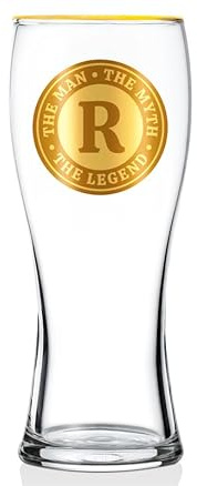 Onebttl Personalised Beer Glass for Men, Funny Custom Alcohol Gifts for Beer Lovers, Unique Christmas Birthday Gifts for Him, The Man The Myth The Legend, R