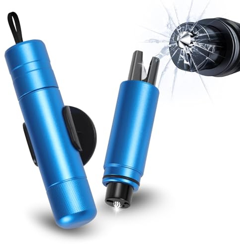 Sosayet 2 in 1 Taglia Cinture di Sicurezza e Rompivetro - 2 Pezzi di Martello di Sicurezza per Auto - Strumento di Emergenza Salvavita per Auto (Blu)