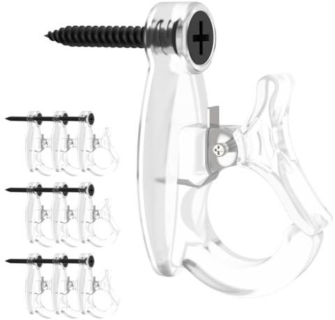GEZIDEA Light Hanger Hooks, Screw-in Hooks for Hanging String Lights, Wire, Plants, Wind Chimes - Plastic, Clear, 20 Pack