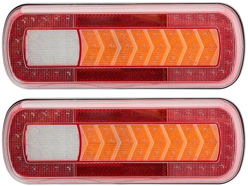 SPARKMOTO 2 x LED Rückleuchten Anhänger LKW, 12V 24V Duale Spannung Anhänger Beleuchtung Rückleuchter,Led Wohnwagen Rückleuchten Mit 6 Funktionen