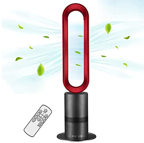 Yngg KANBUN 32 Inch 2 in 1 Portable Heater Cooler Conditioning Heaters Fan, 3 Warm Air Levels 10 Cool Air Levels, Home Use Electric Rotates Air Circulating Cooling Tower Fan,Red