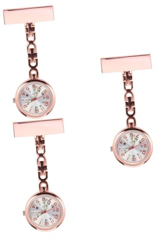 VALICLUD 3stücke Lapel Pin Uhr Tragbare Metalluhr Mit Kalender Für Pflegekräfte Ärzte Und Medizinisches Personal Präzise Quarzbewegung Und Elegantes Design Roségold Für Alltag Arbeit