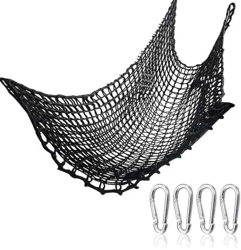 Spielplatz-Kletternetz, robustes Outdoor-Kletternetz, Anti-All-Seilnetz, doppellagiges Kletternetz mit 4 zusätzlichen Sicherheitshaken, Seil-Kletternetz für Kinder, Outdoor-Baumhaus, Schwarz