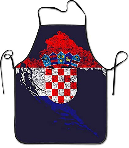 Personalisiert Grillschürze Kroatien Flagge Und Karte Schürze Verstellbare Kochschürze Weich Malschürze Für Köche Männer