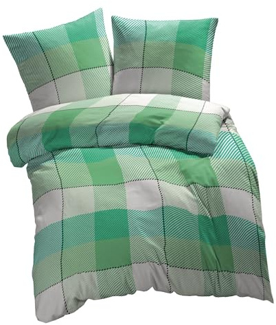 etérea Microfaser Bettwäsche 155x200 cm + 80x80 cm Lola Grün | 100% Polyester · Soft-Peach-Veredlung · Reißverschluss · 60°C waschbar · Ganzjahres · STANDARD 100 by OEKO-TEX